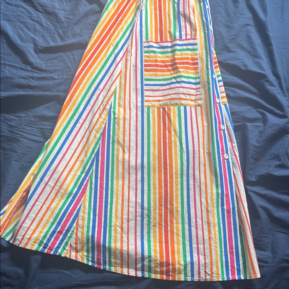 100% Cotton Christopher John Rogers rainbow size 2 midi dress natural fibers - Picture 8 of 10